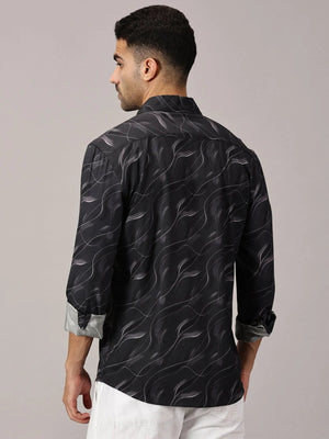 Charcoal Storm Slim Fit Digital Cotton Shirt - Regalwolf