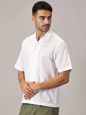 Cloudform Cuban Collar Shirt - White - Regalwolf