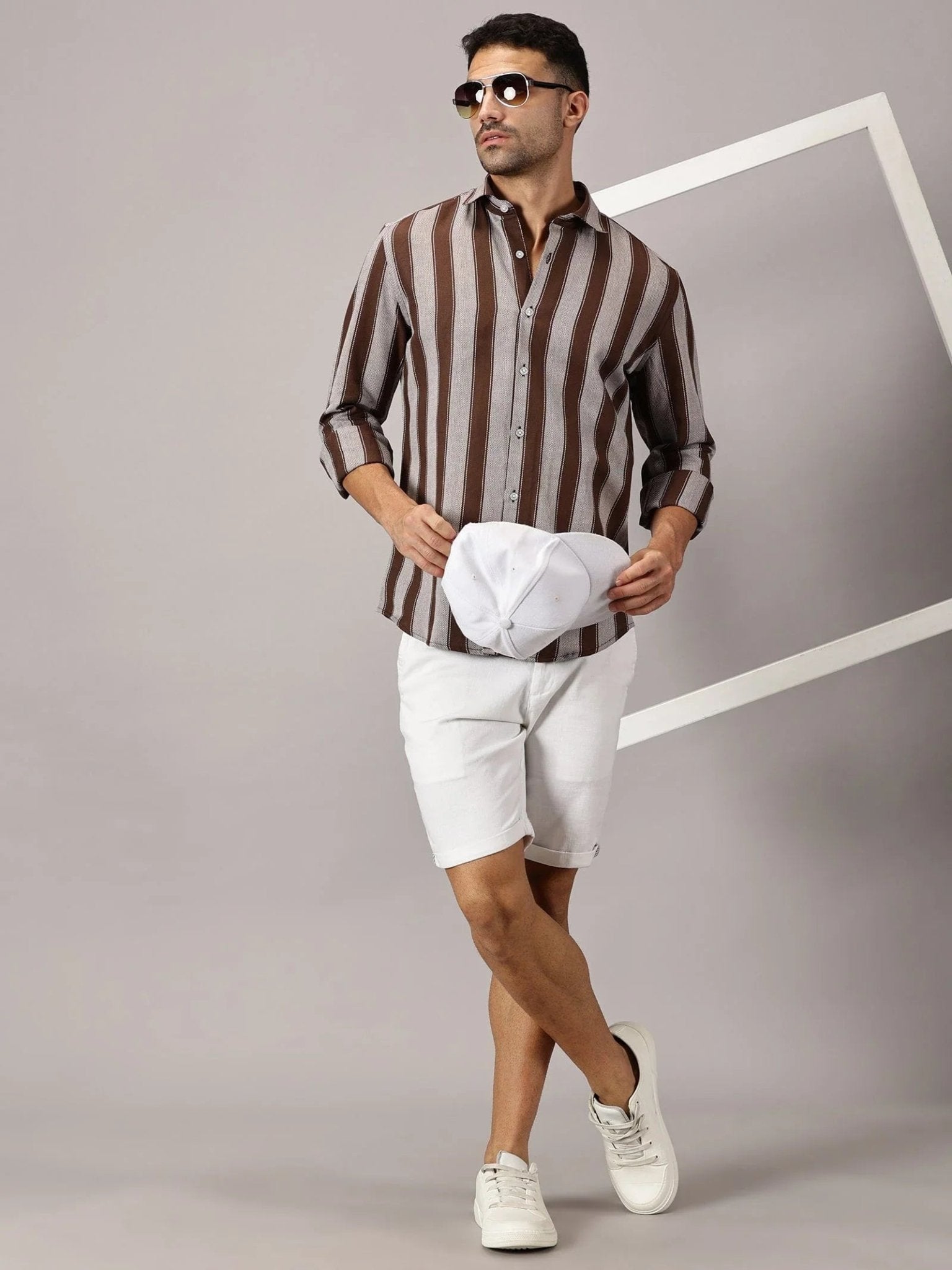Cocoa Stripe Slim Fit Dobby Shirt - Regalwolf