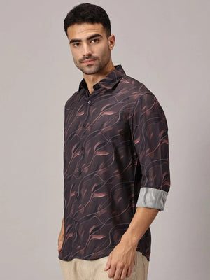 Ember Storm Slim Fit Digital Cotton Shirt - Regalwolf