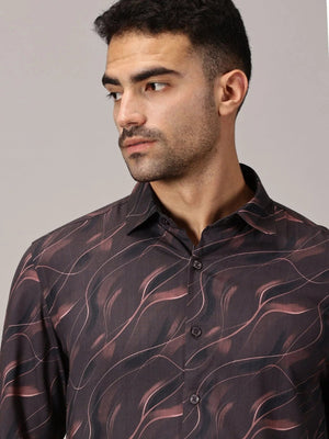 Ember Storm Slim Fit Digital Cotton Shirt - Regalwolf