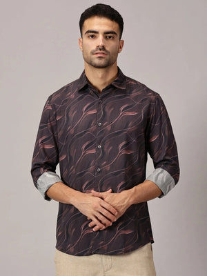 Ember Storm Slim Fit Digital Cotton Shirt - Regalwolf