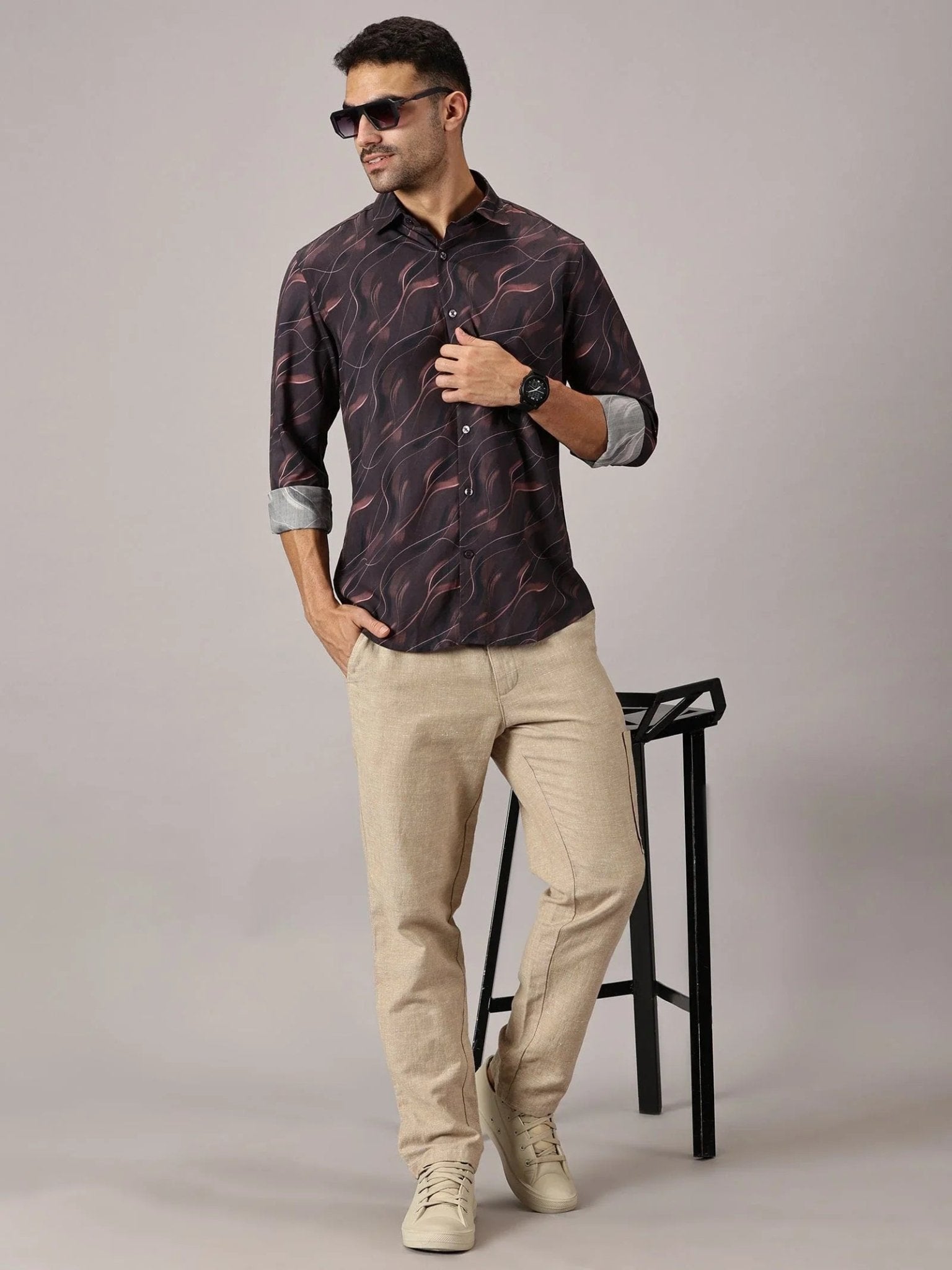 Ember Storm Slim Fit Digital Cotton Shirt - Regalwolf