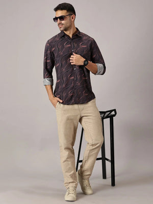 Ember Storm Slim Fit Digital Cotton Shirt - Regalwolf