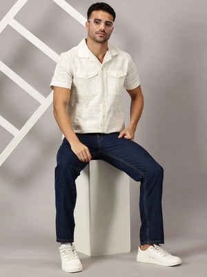 Ivory Grid Channel Dobby Utility Shirt - Regalwolf
