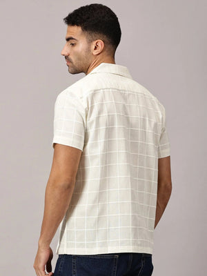 Ivory Grid Channel Dobby Utility Shirt - Regalwolf