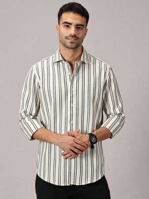 Mono Black Stripe Slim Fit Dobby Shirt - Regalwolf