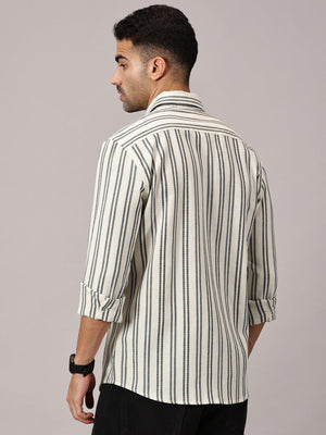 Mono Black Stripe Slim Fit Dobby Shirt - Regalwolf