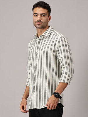 Mono Black Stripe Slim Fit Dobby Shirt - Regalwolf