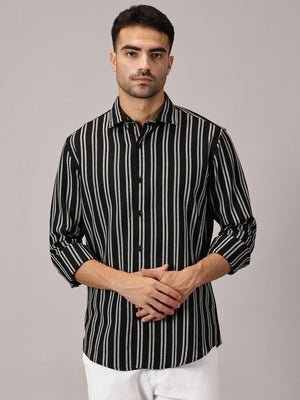 Mono White Stripe Slim Fit Dobby Shirt - Regalwolf