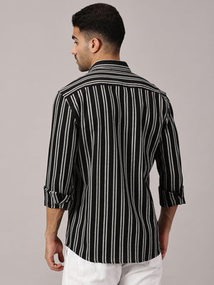 Mono White Stripe Slim Fit Dobby Shirt - Regalwolf