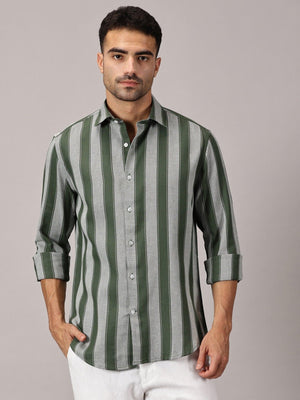 Moss Stripe Slim Fit Dobby Shirt - Regalwolf