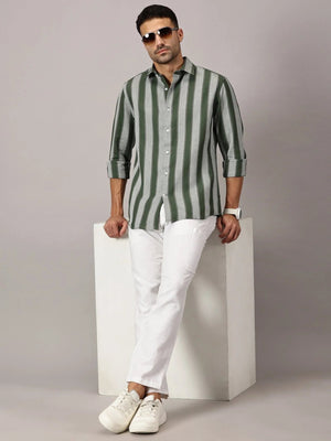 Moss Stripe Slim Fit Dobby Shirt - Regalwolf