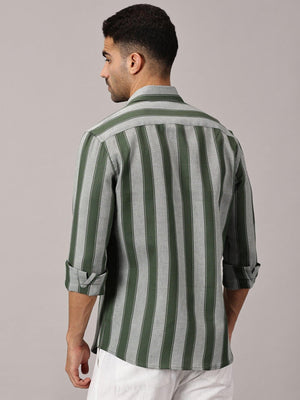 Moss Stripe Slim Fit Dobby Shirt - Regalwolf