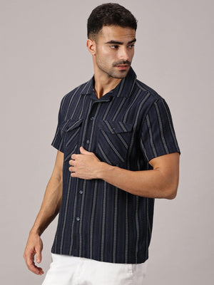 Navy Onyx Dobby Stretch Utility Shirt - Regalwolf
