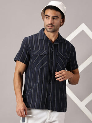 Navy Onyx Dobby Stretch Utility Shirt - Regalwolf
