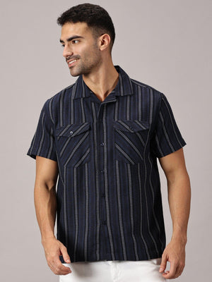 Navy Onyx Dobby Stretch Utility Shirt - Regalwolf