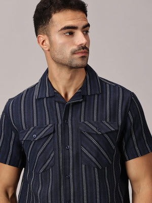 Navy Onyx Dobby Stretch Utility Shirt - Regalwolf