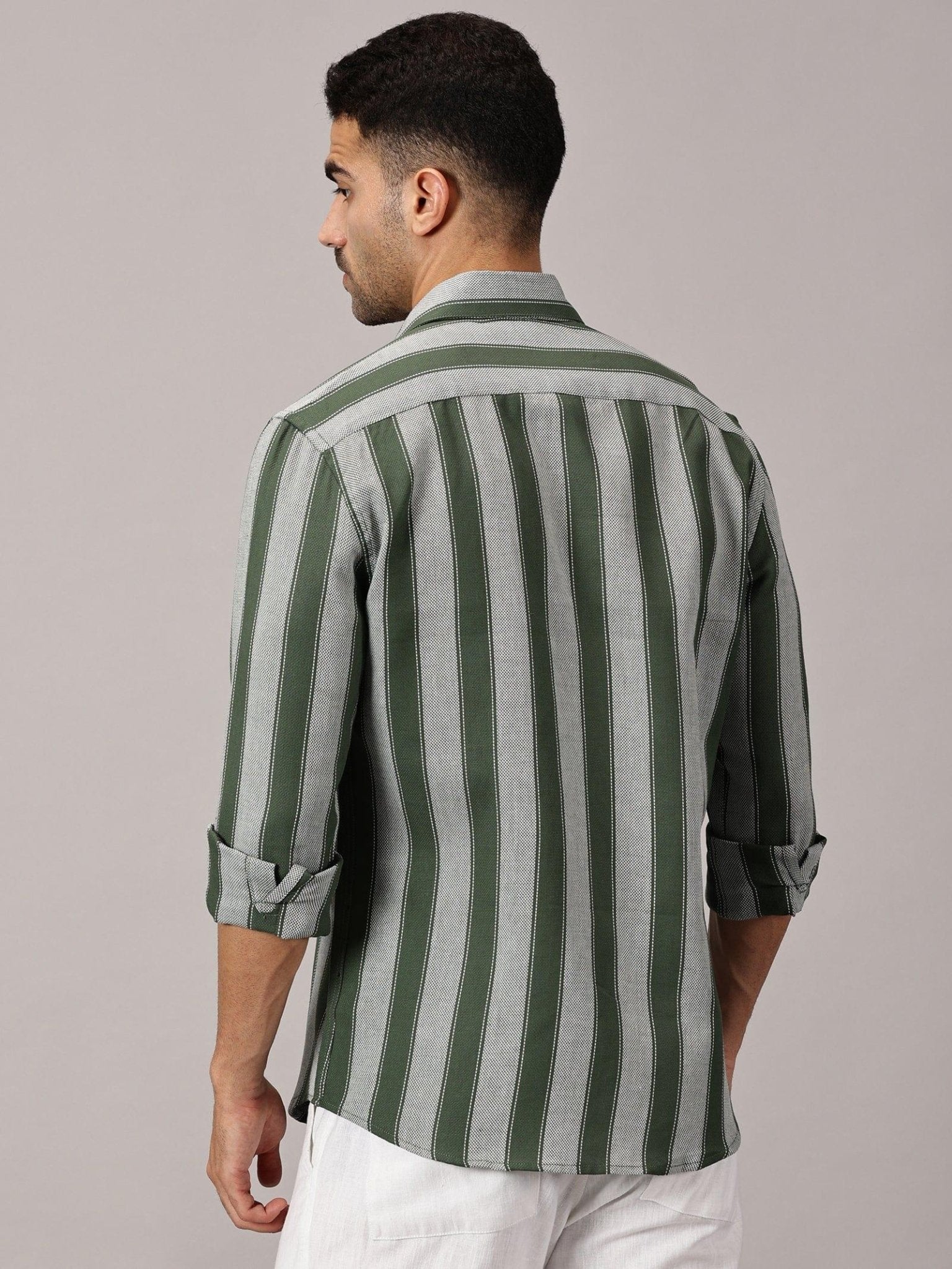 Moss Stripe Slim Fit Dobby Shirt - Regalwolf